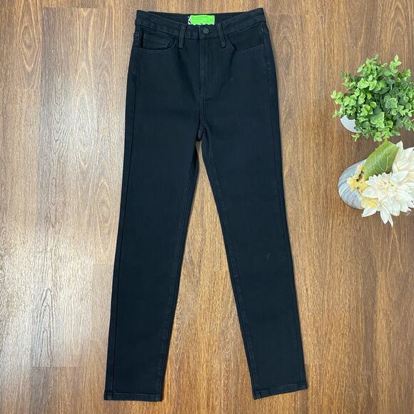Free People X Sandrine Rose Black Slim Straight Jeans High Rise Size 27 - Picture 1 of 10